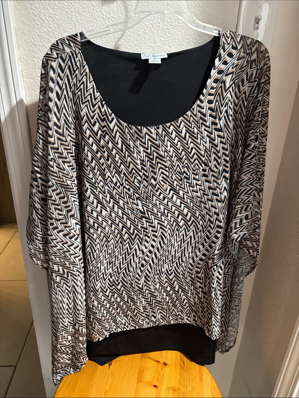 Catherines Zigzag Scoop Neck Blouse 3X